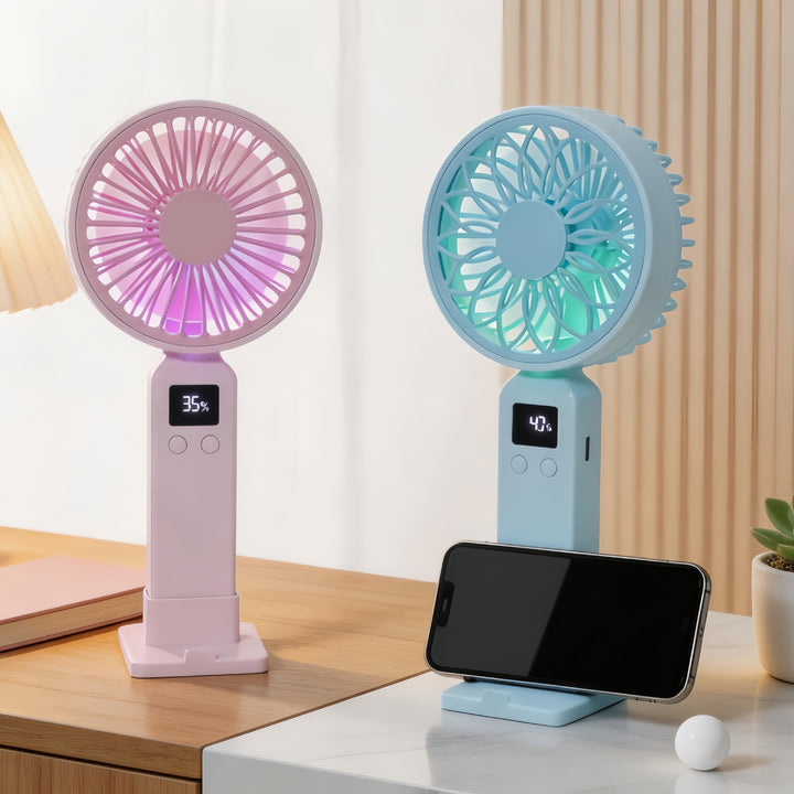 Portable hand-held fan with digital temperature display and multiple speed control Kalsten