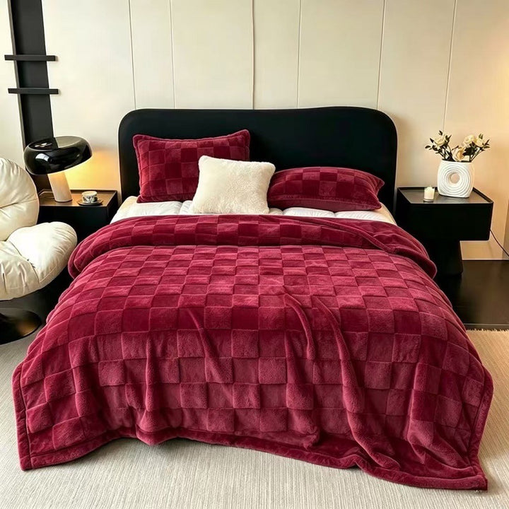 Textured Patchwork Fleece Blanket Kalsten