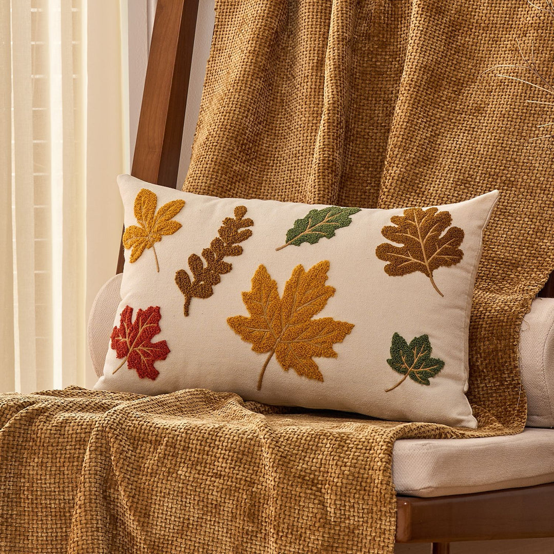 Embroidered Autumn Pumpkin Velvet Accent Pillow Cover