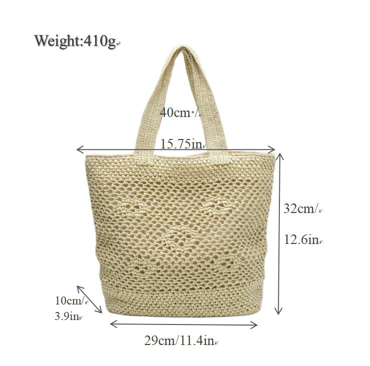 Large macrame bag with leather accents Kalsten