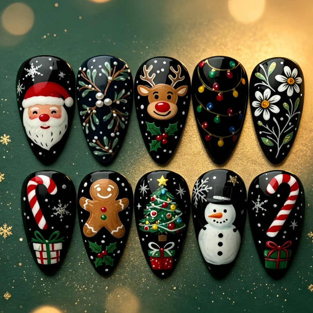 Artificial Nail Set with Christmas Motifs Kalsten