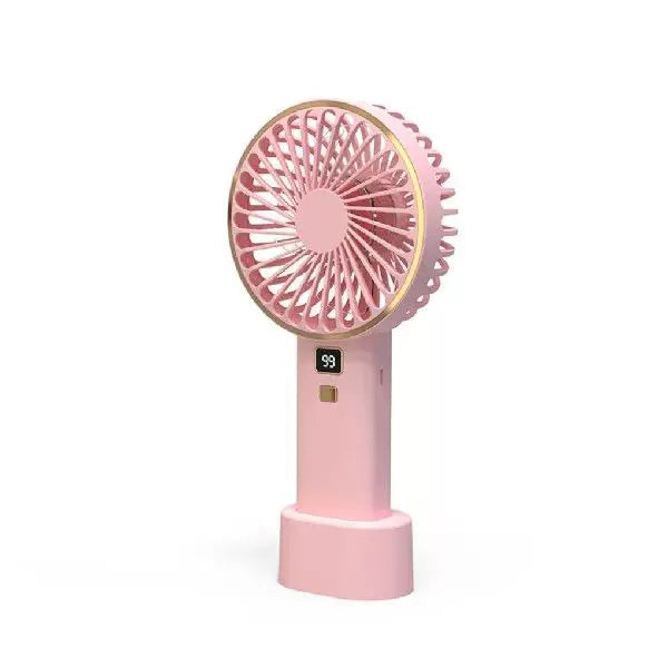 Unisex one-size compact rechargeable portable fan with digital battery level indicator and charging station Kalsten