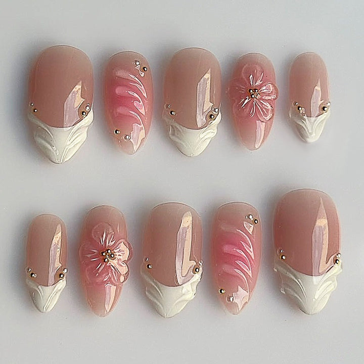 Artificial high-gloss nails with floral accents Kalsten