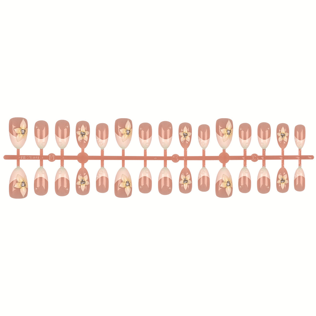 Floral Embellished Press-On Nail Design