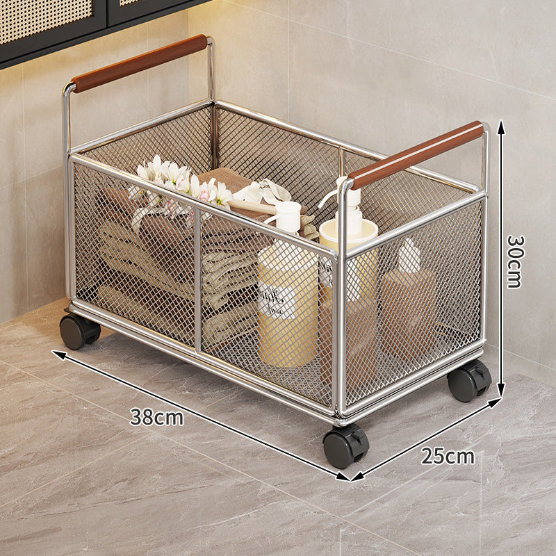 Rolling Ventilated Laundry Storage Cart with Handles