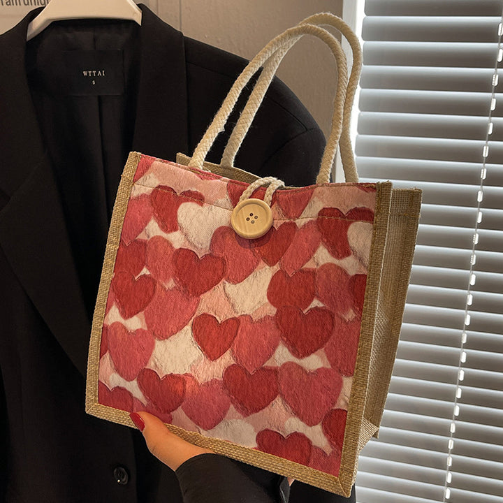 Heart-Patterned Casual Tote Bag