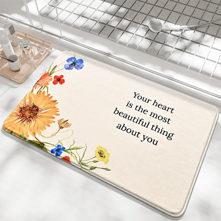 Decorative Floral Sayings Bath Mat Kalsten