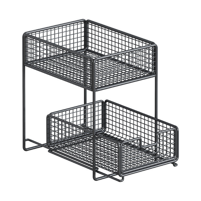 Two-Tier Pull-Out Mesh Cabinet Drawer Organizer for Handbags and Accessories