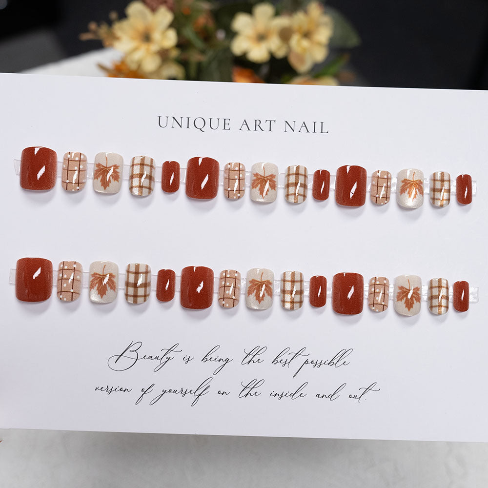Seasonal Leaf Design Nail Art