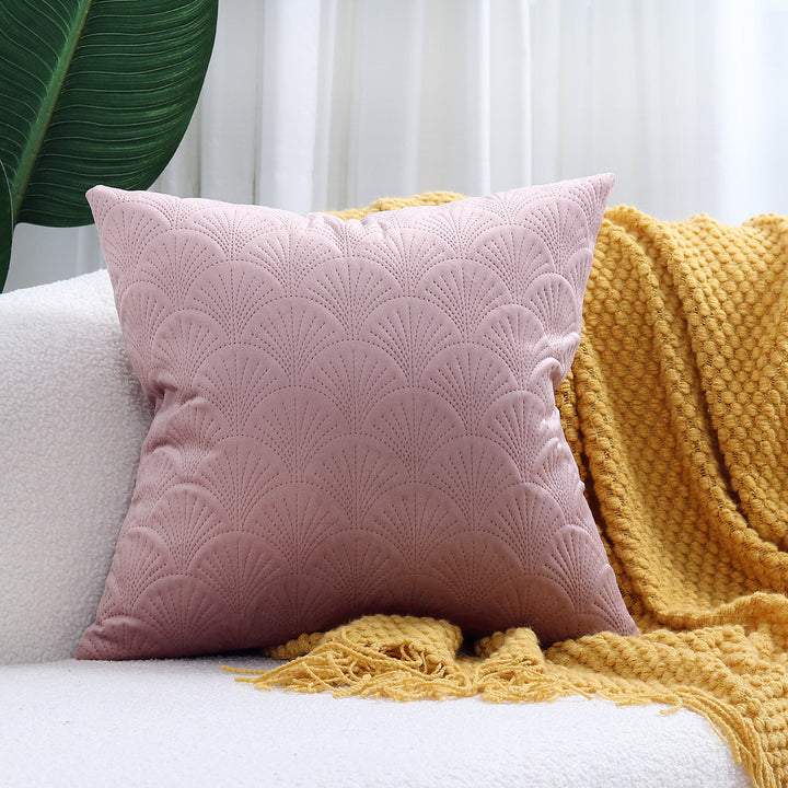 Embroidered Scallop-Pattern Cotton Decorative Throw Pillow Cover