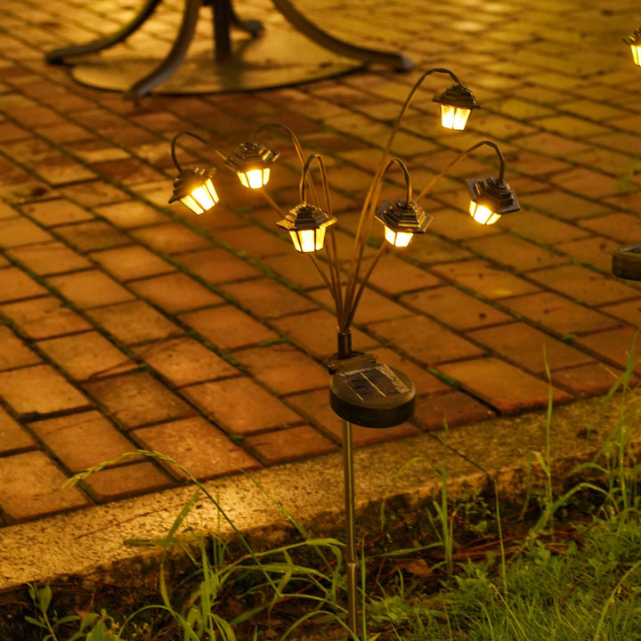 Decorative Multi-Head Solar Garden Stake Lanterns With Warm LED Kalsten