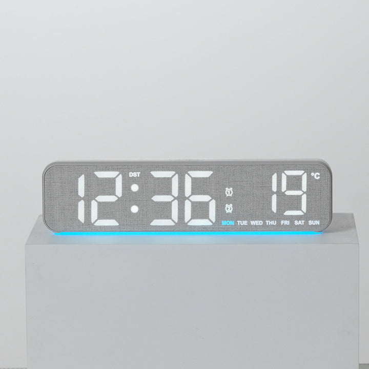 Digital wooden alarm clock with temperature and day of the week display Kalsten