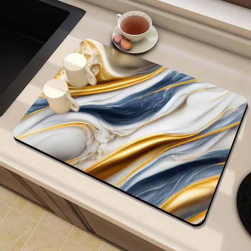 Marble-Inspired Kitchen Counter Mat Kalsten