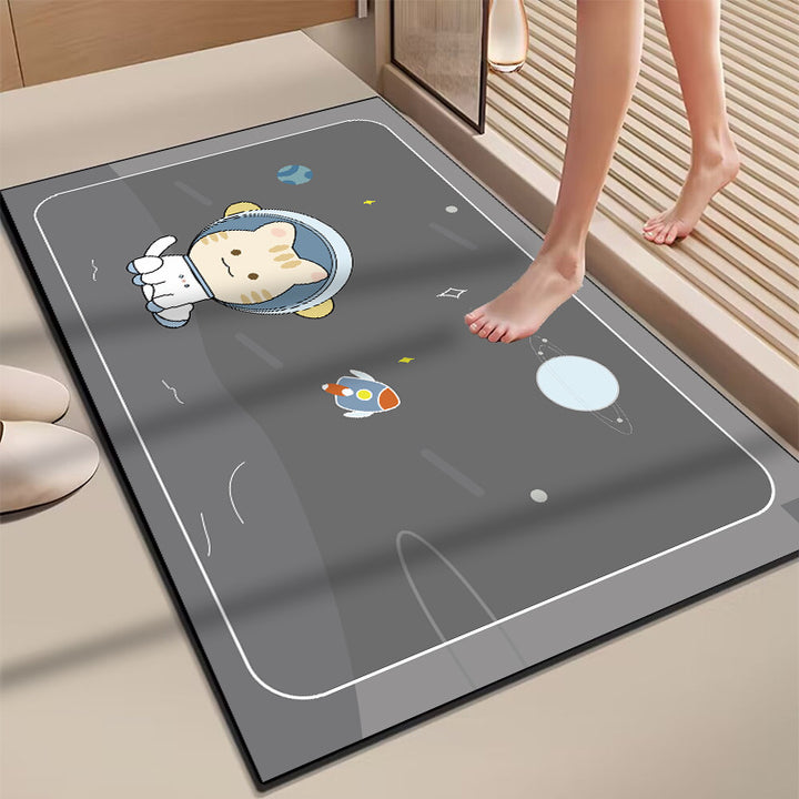 Elegant Marble-Themed Bath Mat Kalsten
