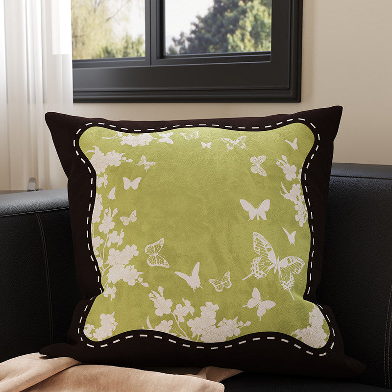 Velvet Bamboo Leaf Square Throw Pillow Cover with Hidden Zipper