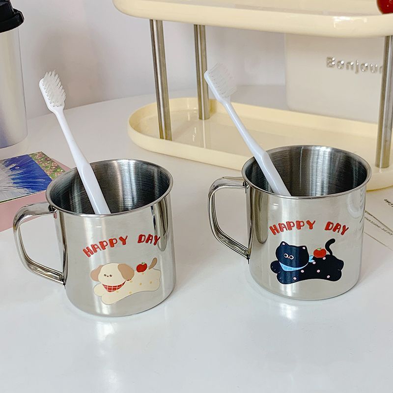 Stainless Steel Drinking Cup with Humorous Cat Motif Kalsten