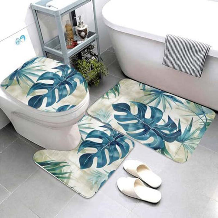 Geometric Pattern Bathroom Mat Set