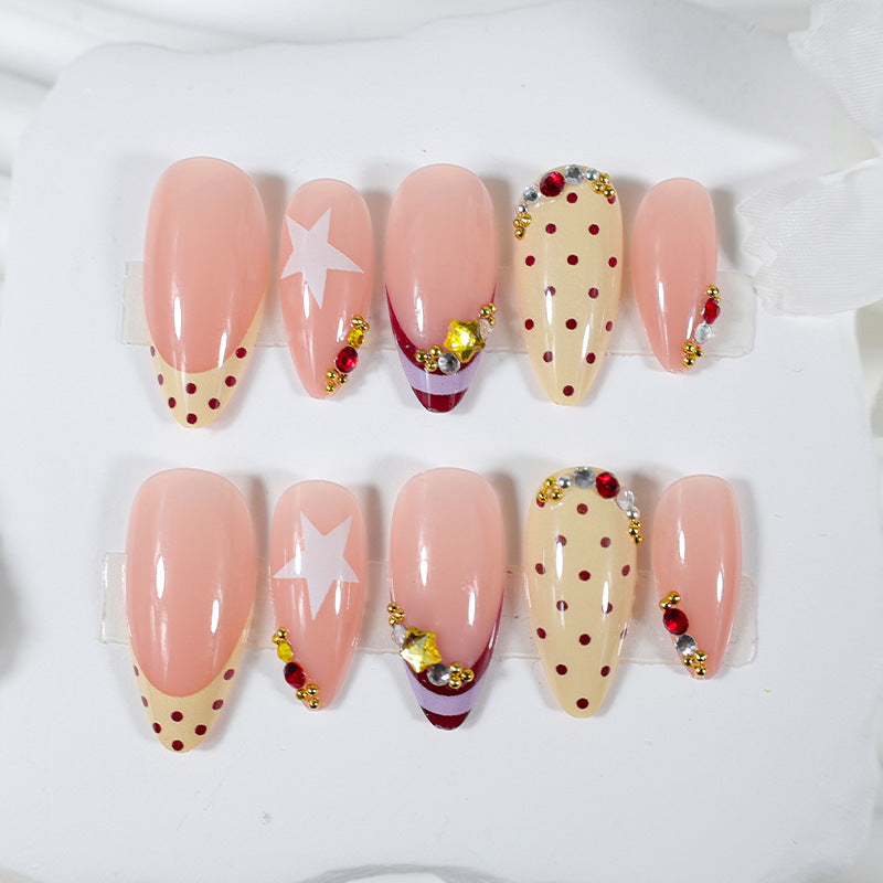 Acrylic Nail Set with Luxurious Accents and Creative Designs Kalsten