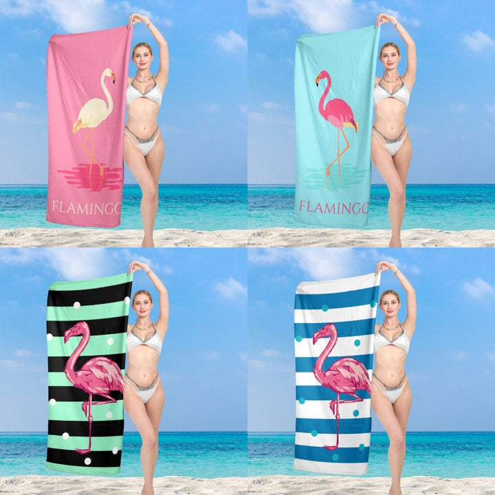 Premium beach towel with vibrant flamingo design Kalsten