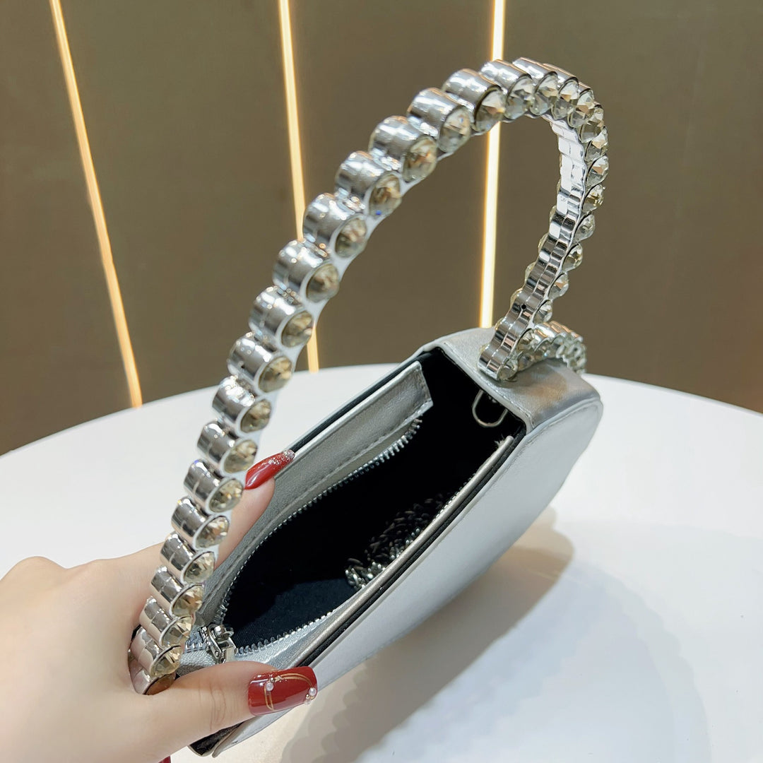 Heart-Shaped Rhinestone Handbag