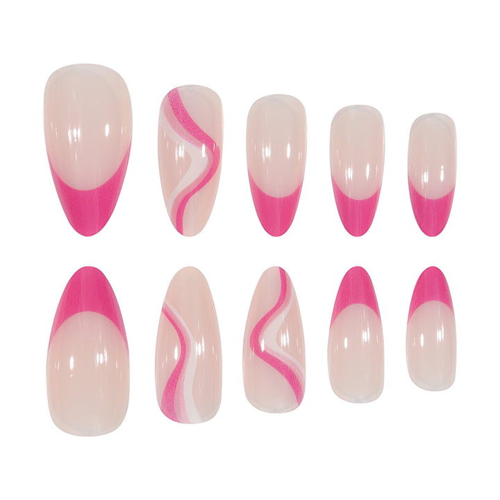 Artistic Stiletto Press-On Nails with Colorful Wave Design Kalsten