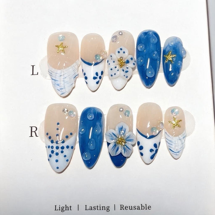 Coastal Themed Press-On Nail Art Set