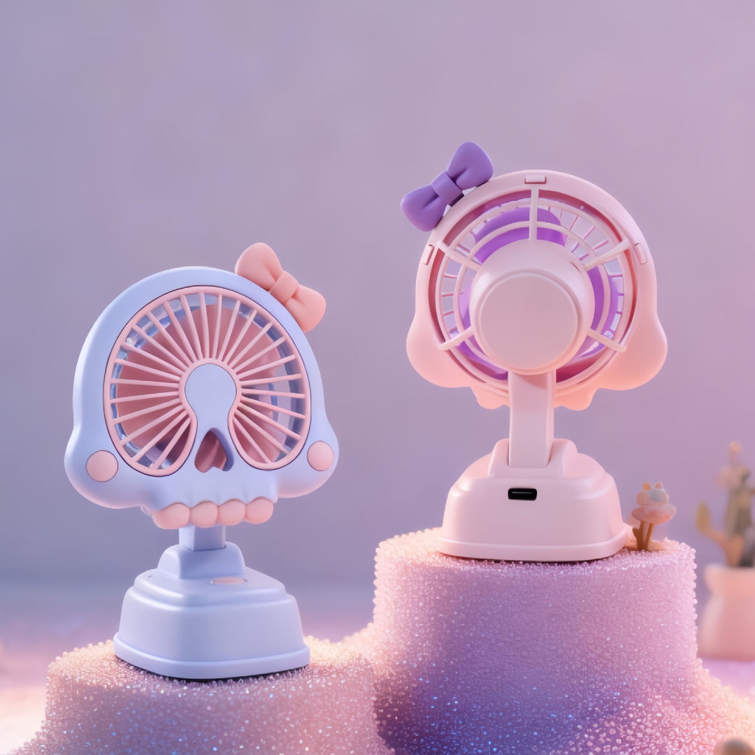 Ladies Portable Hand Fan in Skulls Design Kalsten