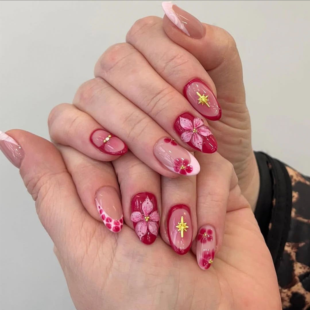 Artificial Nail Art with Flower Design Kalsten