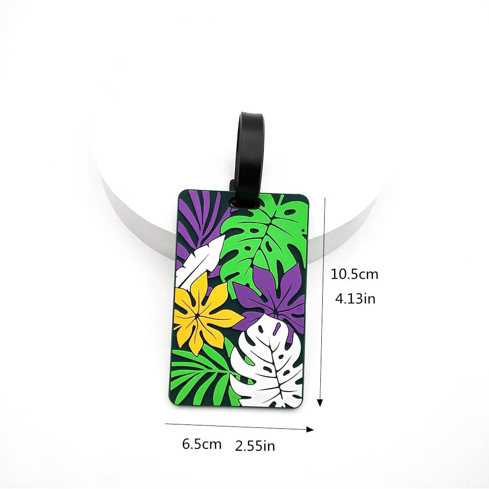 silicone tropical leaf luggage tag with embossed layered design Kalsten