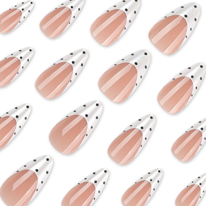 Artful Nail Art with Modern Dots and Elegant Lace Kalsten