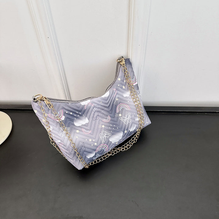 Quilted Chain-Detail Clutch Handbag