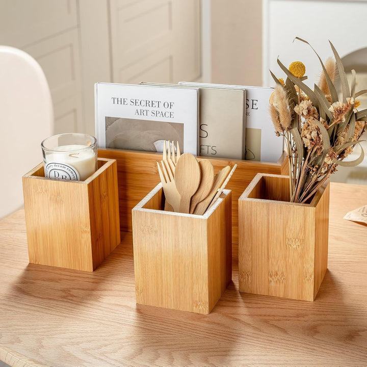 Bamboo Cutlery Organizer with Practical Compartments Kalsten