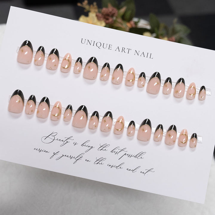 Elegant Gold-Tipped Stiletto Press-On Nails