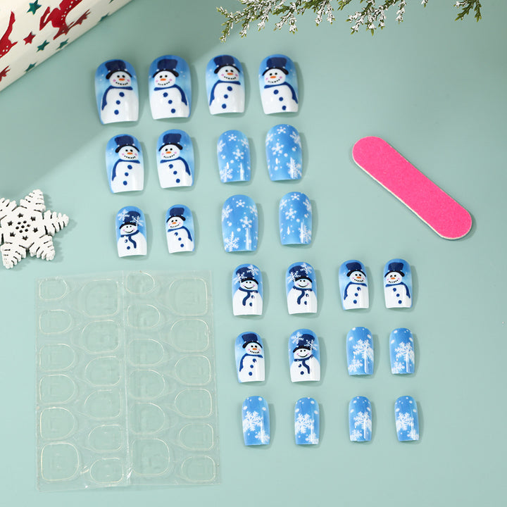 Artificial nails with wintry snowman design Kalsten
