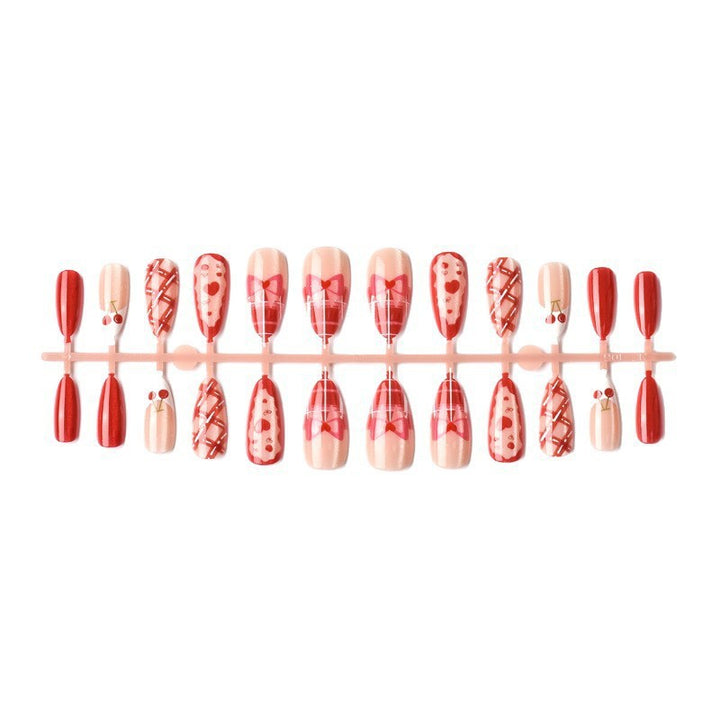 Artificial nail set with playful heart and cherry motifs Kalsten