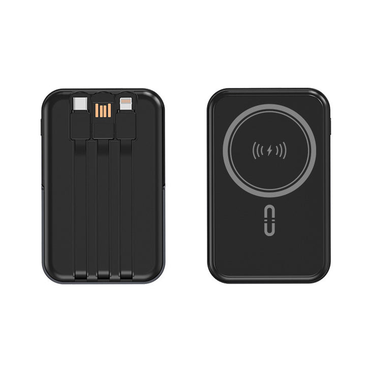 Portable power bank with integrated cable function and wireless charging option Kalsten