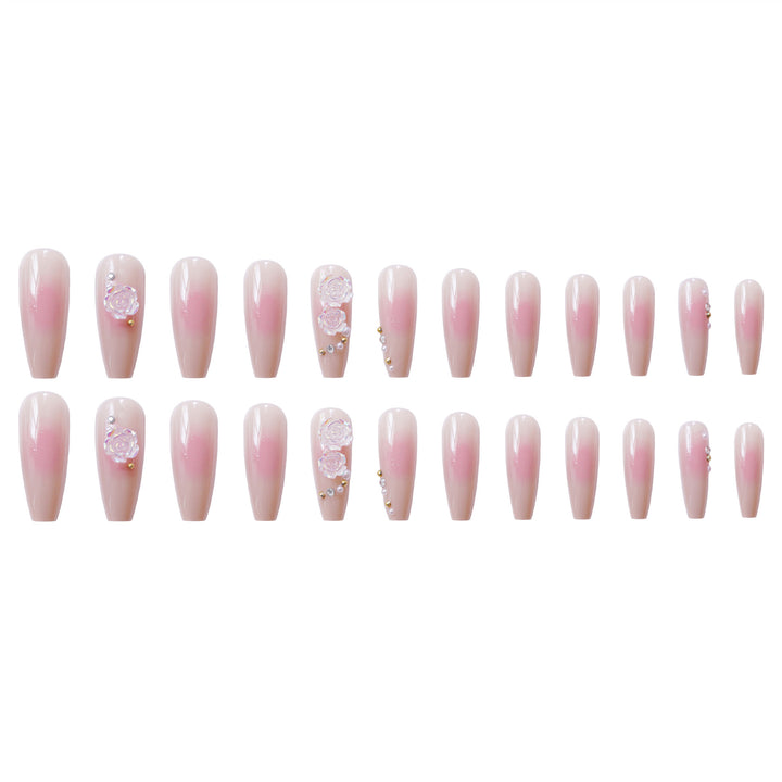 Decorative Acrylic Press-On Nails with Floral Accents