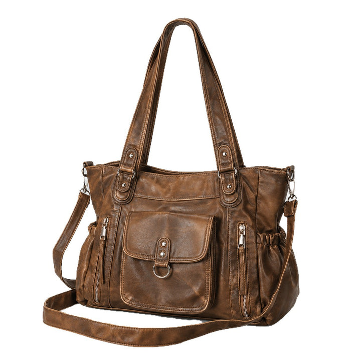 Spacious Multifunctional Leather Handbag