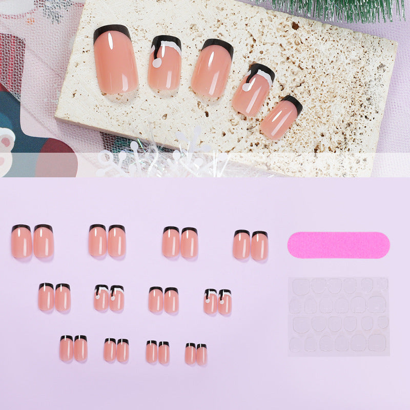 Art nail set with stylish French tip and elegant accents Kalsten