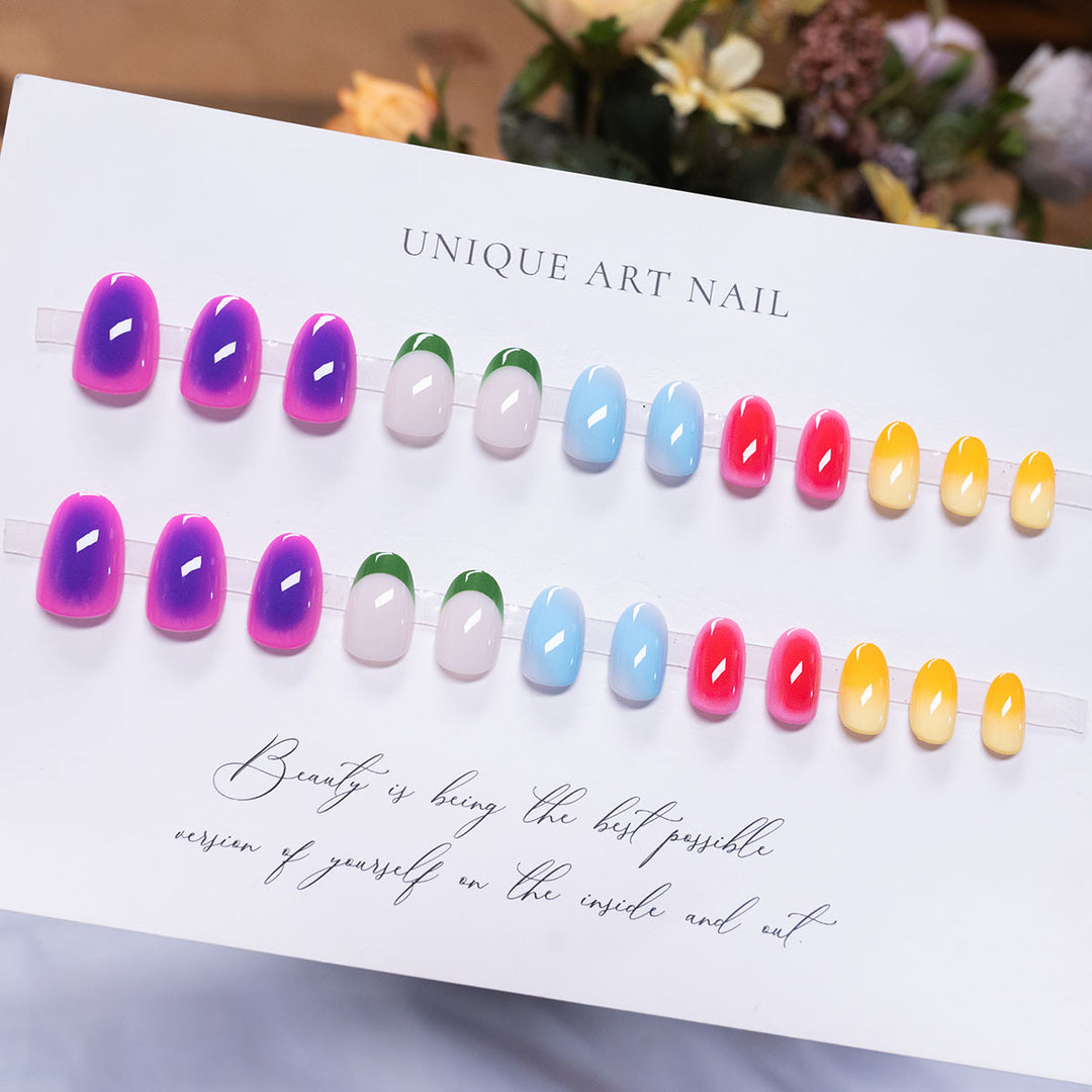 Creative Multi-Gradient Press-On Nail Art