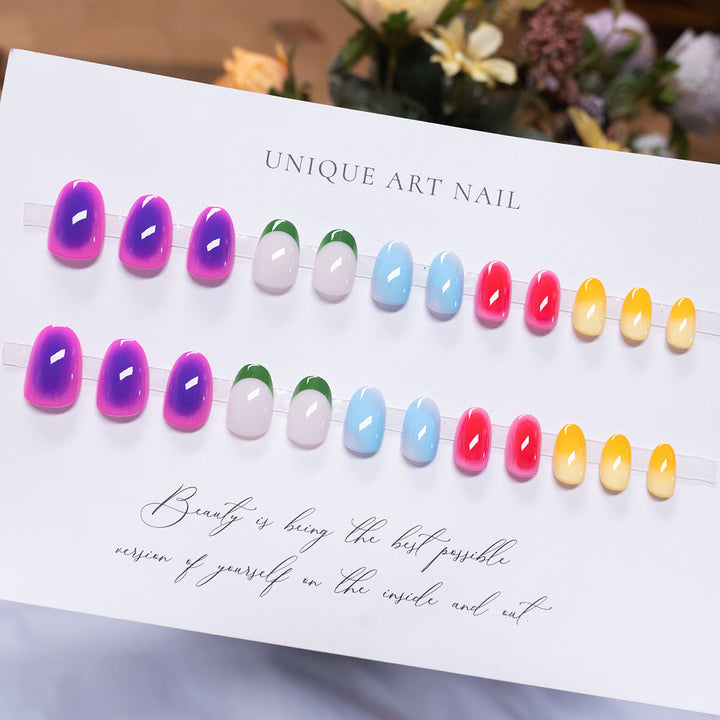 Creative Multi-Gradient Press-On Nail Art