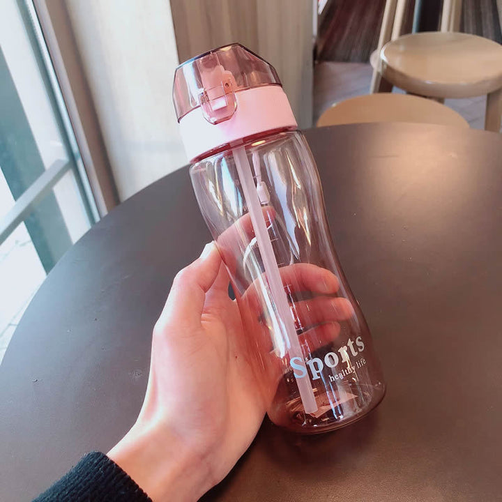 Women Ergonomic Sports Water Bottle with Integrated Straw Function Kalsten