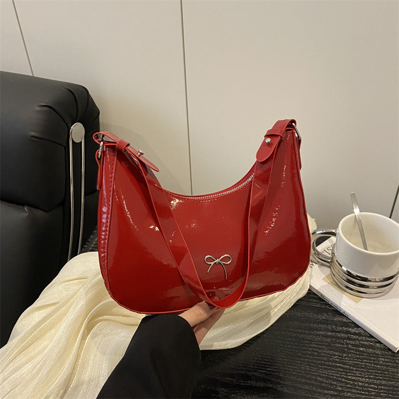 Premium Glossy Faux Leather Hobo Bag Kalsten