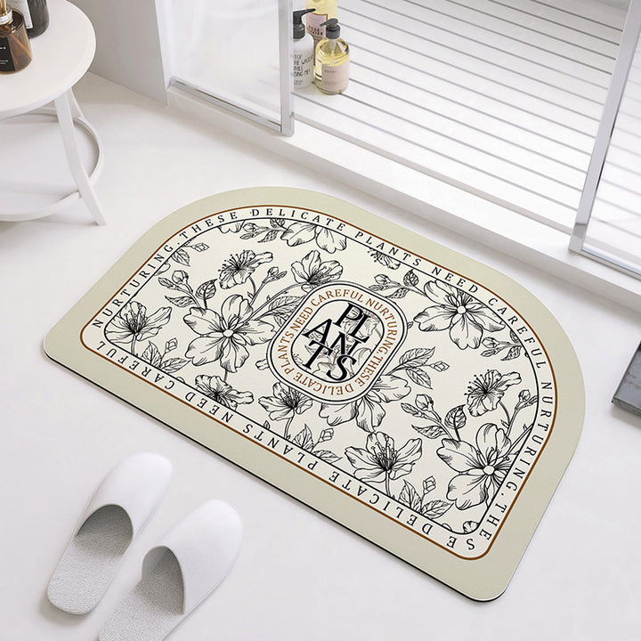 Oval Floral Pattern Bath Mat Kalsten