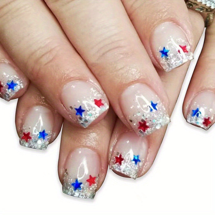 Festive Glitter Star Press-On Nails