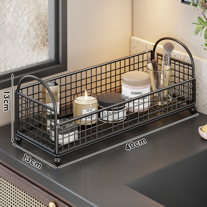 Countertop Metal Mesh Cosmetic and Skincare Organizer with Dual Arch Handles