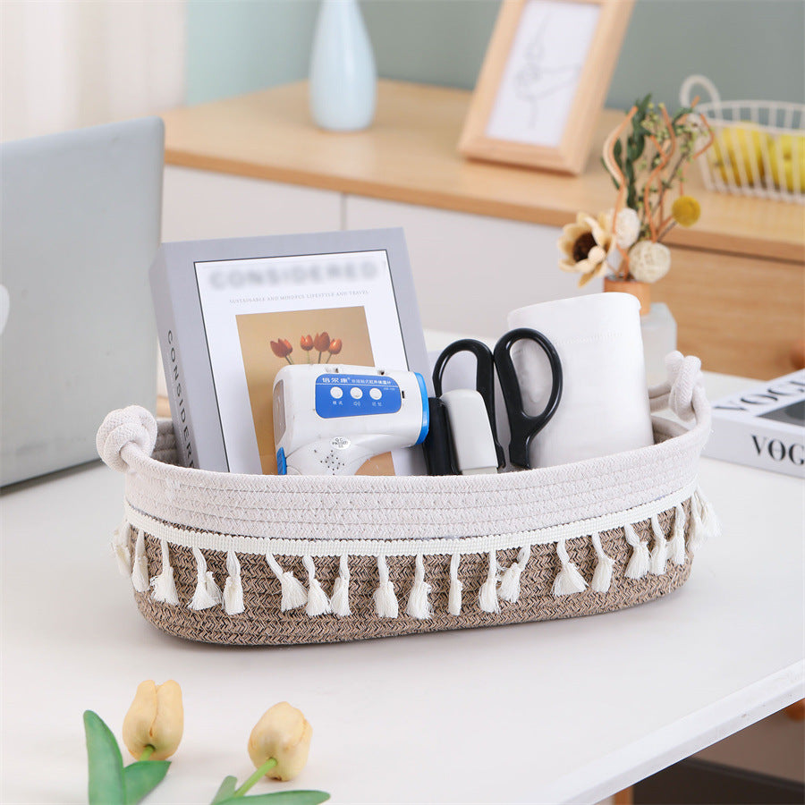 Women Decorative Storage Basket with Fringe Decoration Kalsten