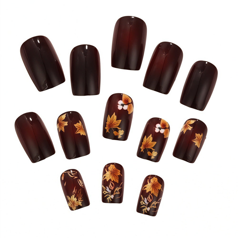 Artificial nails with floral autumn design Kalsten