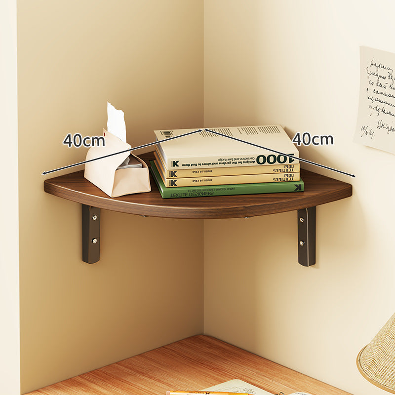 Solid Wood Corner Shelf with Metal Support Brackets