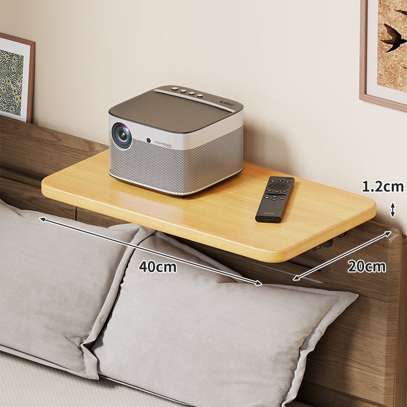 Headboard-Mounted Floating Bedside Shelf for Projectors and Devices